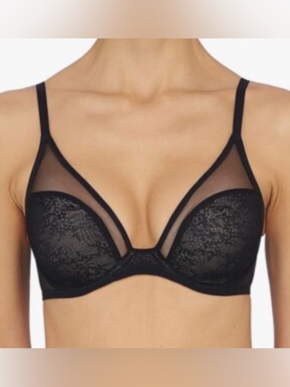 Natori 721267 Escape Spacer Bra Underwire T-Shirt Smooth Contour 30E Black 30DD
